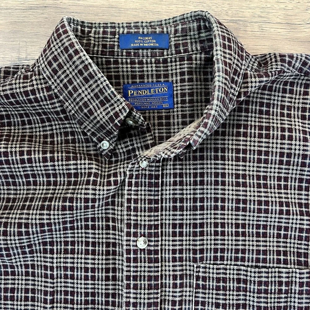 Vintage Pendleton‎ Flannel Plaid Button Down Shirt Cotton Men's Sz XL